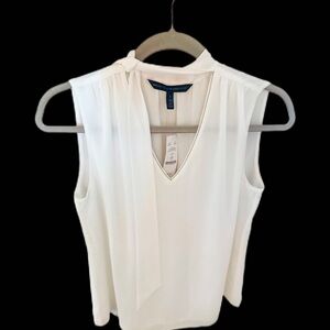 White House Black Market White Sleeveless Tie-Neck Camisole